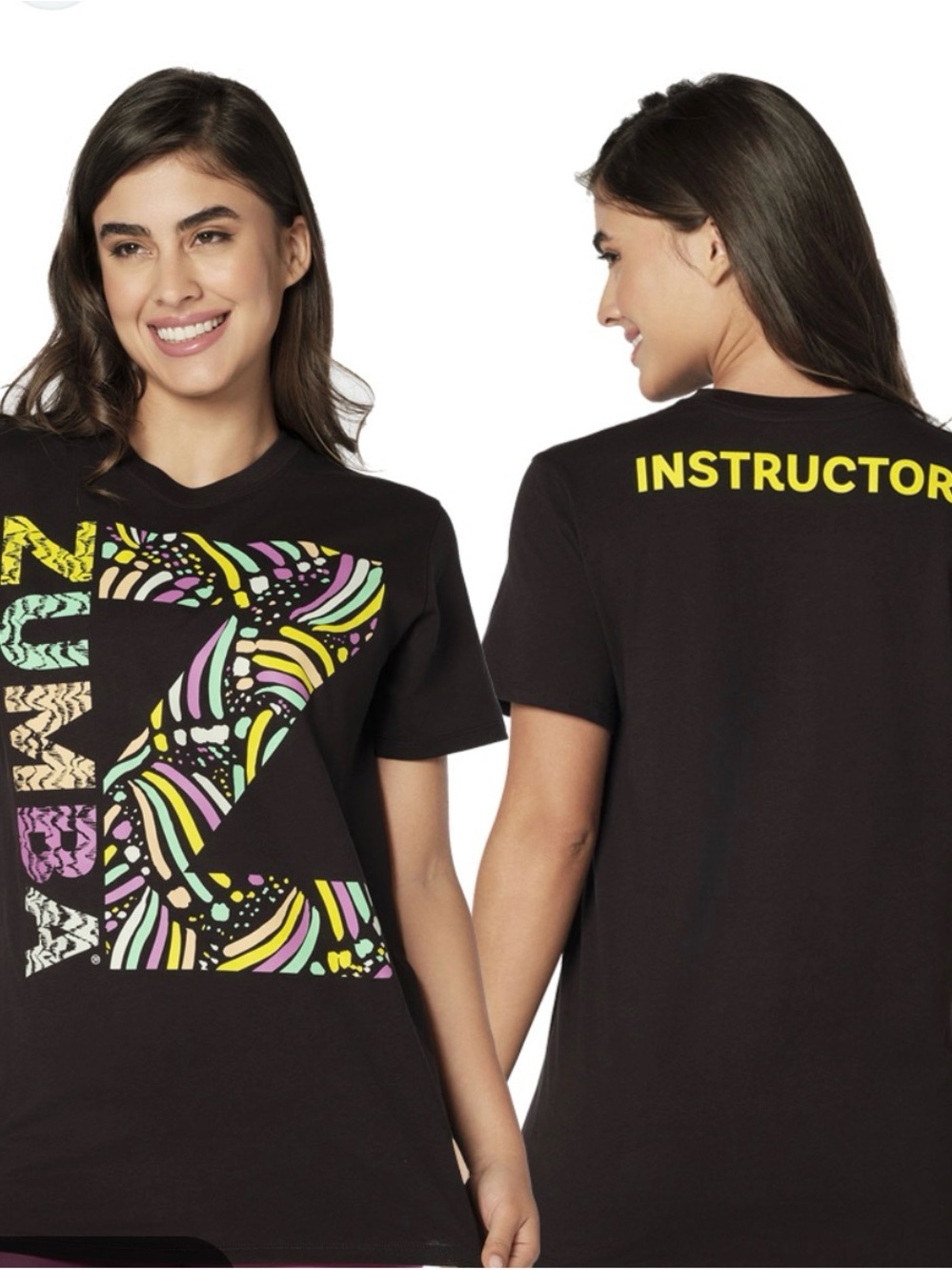 Unisex Zumba Fitness Black Tee with Neon Graphic Z